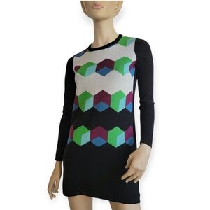 Tibi Geometric Print Sweater Dress